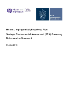 Strategic Environmental Assessment Screening Determination Statement