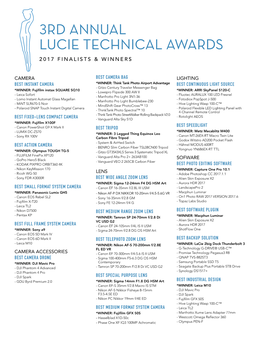 3Rd Annual Lucie Technical Awards 2017 Finalists & Winners
