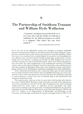 The Partnership of Smithson Tennant and William Hyde Wollaston