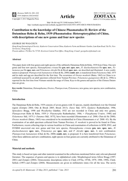 Review of the Dataminae Rehn & Rehn, 1939