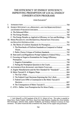 The Efficiency of Energy Efficiency: Improving Preemption of Local Energy Conservation Programs