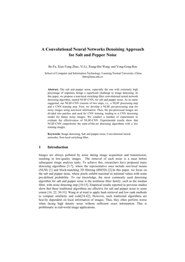 A Convolutional Neural Networks Denoising Approach for Salt and Pepper Noise