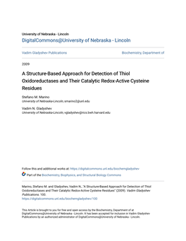 A Structure-Based Approach for Detection of Thiol Oxidoreductases and Their Catalytic Redox-Active Cysteine Residues