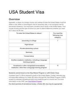 USA Student Visa Checklist