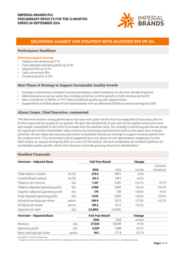 Delivering Against Our Strategy with Adjusted Eps up 12%