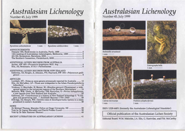 Australasian Lichenology Australasian Lichenology Number 45, July 1999 Number 45, July 1999