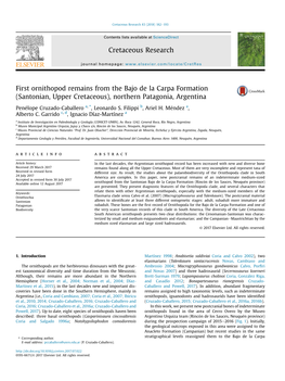 First Ornithopod Remains from the Bajo De La Carpa Formation (Santonian, Upper Cretaceous), Northern Patagonia, Argentina