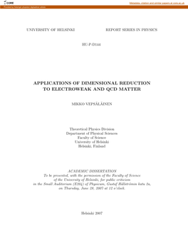 Applications of Dimensional Reduction to Electroweak and Qcd Matter