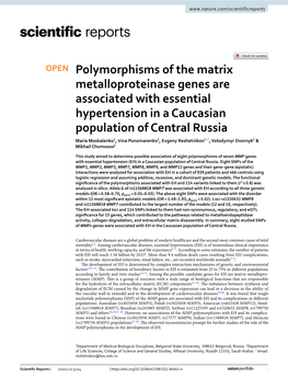 Polymorphisms of the Matrix Metalloproteinase Genes