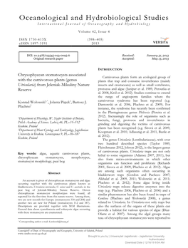 Chrysophycean Stomatocysts Associated with the Carnivorous Plants