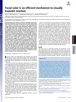 Facial Color Is an Efficient Mechanism to Visually Transmit Emotion