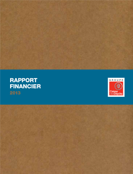 Rapport Financier Rapport Financier 2013 Rapport Financier 2013
