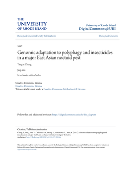 Genomic Adaptation to Polyphagy and Insecticides in a Major East Asian Noctuid Pest Tingcai Cheng