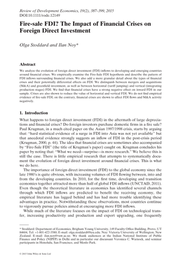 Fire-Sale FDI? the Impact of Financial Crises on Foreign Direct Investment