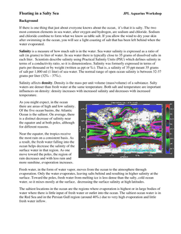 Aquarius Salinity & Density Bead Activity