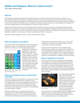 Halides and Halogens. What Do I Need to Know? John Vivari, Nordson EFD