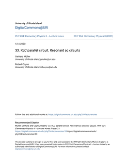 33. RLC Parallel Circuit. Resonant Ac Circuits