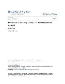 "Slow Dance on the Killing Ground": the Willie Francis Case Revisited
