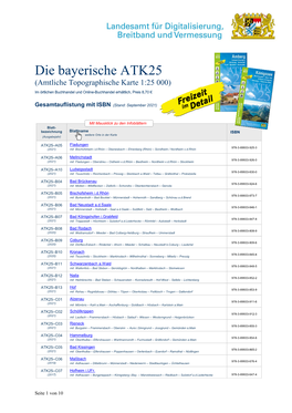 Die Bayerische ATK25 (Amtliche Topographische Karte 1:25 000) Im Örtlichen Buchhandel Und Online-Buchhandel Erhältlich, Preis 8,70 €
