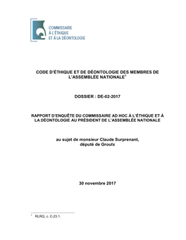 Code D'éthique Et De Déontologie Des Membres