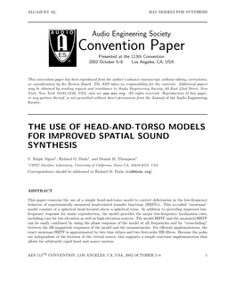 Audio Engineering Society Convention Paper Presented at the 113Th Convention 2002 October 5–8 Los Angeles, CA, USA
