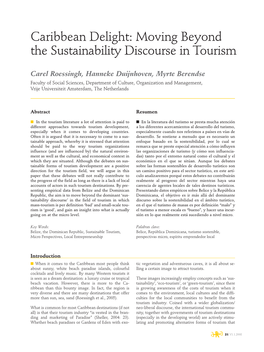 Caribbean Delight: Moving Beyond the Sustainability Discourse in Tourism