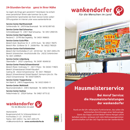 Hausmeister Service Service-Center Itzehoe Feldschmiede 52 · 25524 Itzehoe · Tel