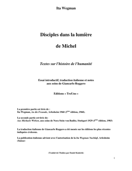 Disciples Dans La Lumière De Michel