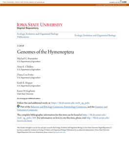 Genomes of the Hymenoptera Michael G