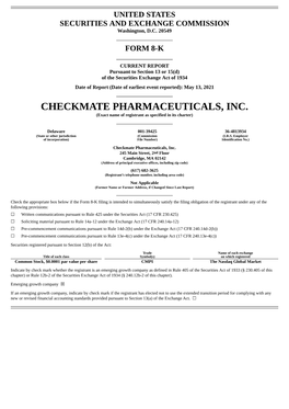 CHECKMATE PHARMACEUTICALS, INC. (Exact Name of Registrant As Specified in Its Charter)