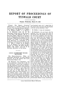 Report of Proceedings of Tynwald Court