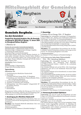 Mitteilungsblatt Der Gemeinden Bergtheim