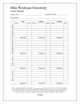 Four-Year Course Planning Chart