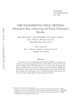 The Background Field Method: Alternative Way of Deriving The