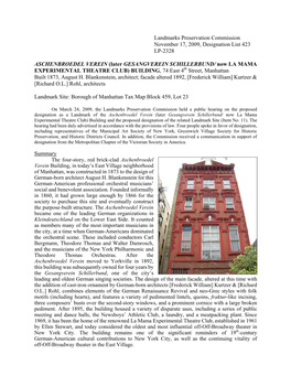 Landmarks Preservation Commission November 17, 2009, Designation List 423 LP-2328