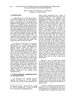 2.3 an Analysis of Lightning Holes in a Dfw Supercell Storm Using Total Lightning and Radar Information