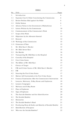 INDEX No. Title Pages 1. Introduction 6 1.1 Supreme Court's Order Constituting the Commission 6 1.2 Review Petition Filed