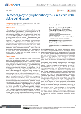 Hemophagocytic Lymphohistiocytosis in a Child with Sickle Cell Disease