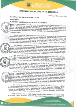 Plan De Acción Distrital De Seguridad Ciudadana-Chaclacayo 2020