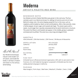 Moderna ARTIST’S PALETTE RED WINE