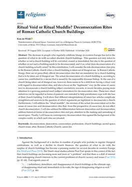 Deconsecration Rites of Roman Catholic Church Buildings