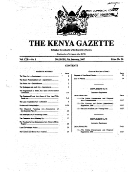 TIIE KENYA GAZETTE Published by Authority of the Republic Orkenys