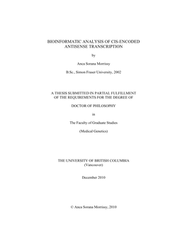 Bioinformatic Analysis of Cis-Encoded Antisense Transcription