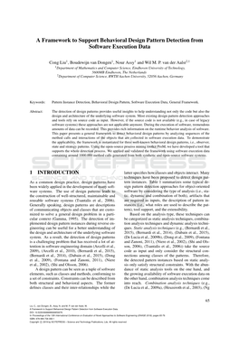 A Framework to Support Behavioral Design Pattern Detection from Software Execution Data