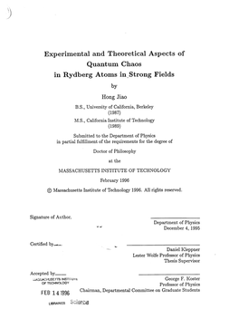 Quantum Chaos in Rydberg Atoms In.Strong Fields by Hong Jiao