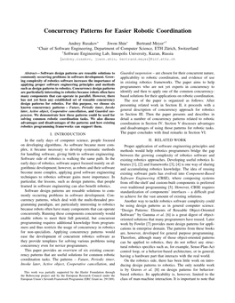 Concurrency Patterns for Easier Robotic Coordination