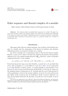 Euler Sequence and Koszul Complex of a Module