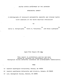 A Bibliography of Stockwork Molybdenite Deposits and Related Topics (With Emphasis on the North American Literature)