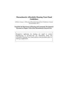 Massachusetts Affordable Housing Trust Fund Guidelines