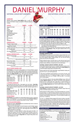 Daniel Murphy National League Mvp Candidate 2016 National League All-Star